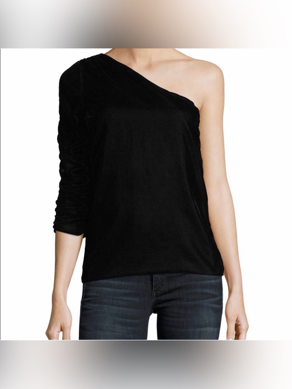 NWT Joie Wayman velvet one shoulder top in caviar Size 6